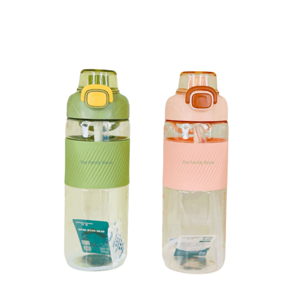 Transparent plastic water bottle with handgrip flip spout top, 700ml