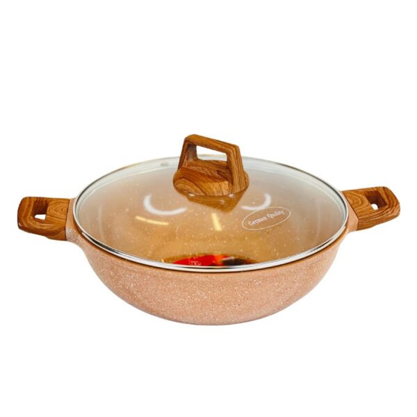 Kiam Die Casting Wok Pan With Wooden Handle 24 cm