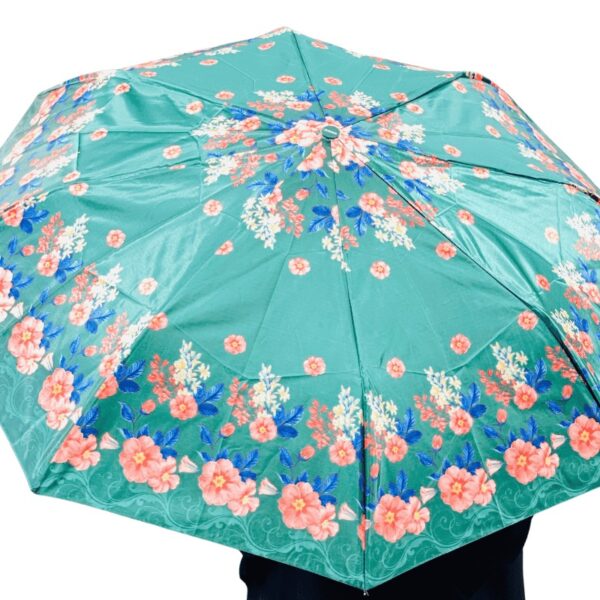 Vintage Pastel Floral Print Auto Open & Close Folding  Umbrella