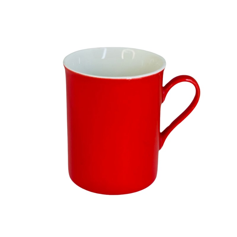 red ceramic mug