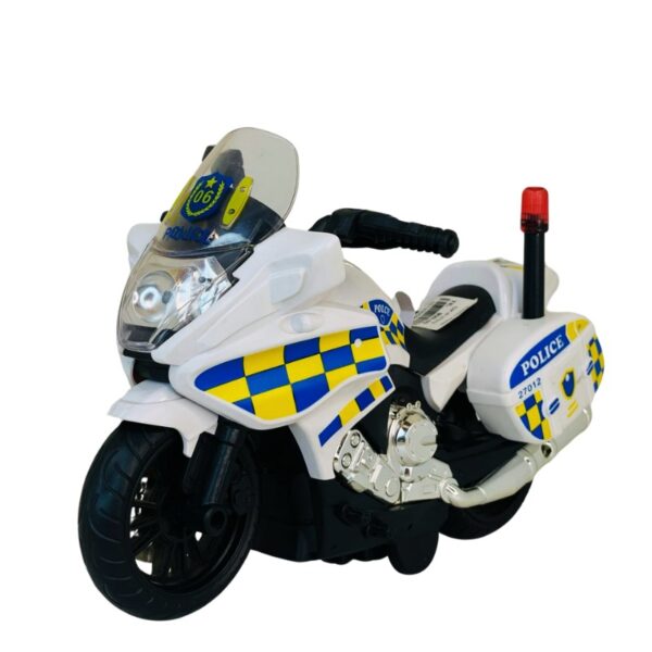 Metal Pull Back Police Super Bike with Moving Handle Action for Kids