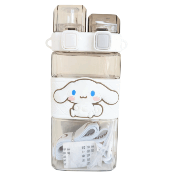 Flat Double Drinking Water Bottle With Straw 520 ML - Image 2