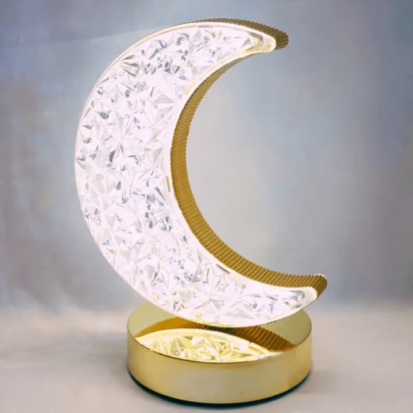 Rechargeable Moon Shape LED Table Lamp | Modern Cordless Decorative Desk Lamp with Touch Control & Dimming - Image 3