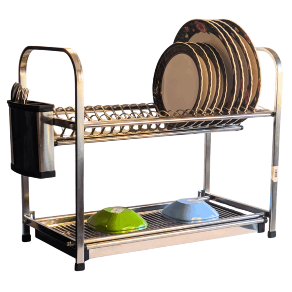 2 Tier Stainless Steel Dish Drying Storage | Rack with Holder