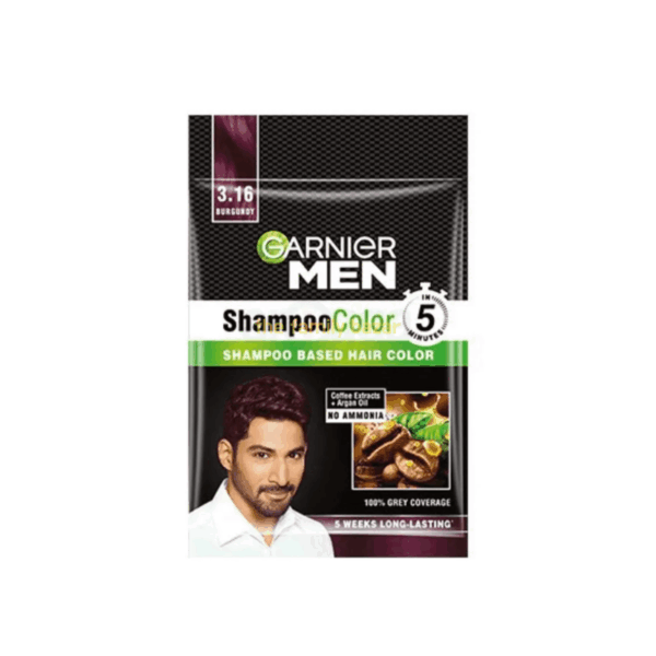 Garnier Men Shampoo Hair Color | Shade 3.16 Burgundy 10ml + 10ml