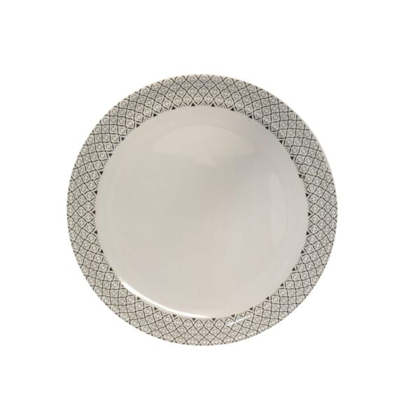 Ebony Printed Dinner Plate | 28 cm White Standard
