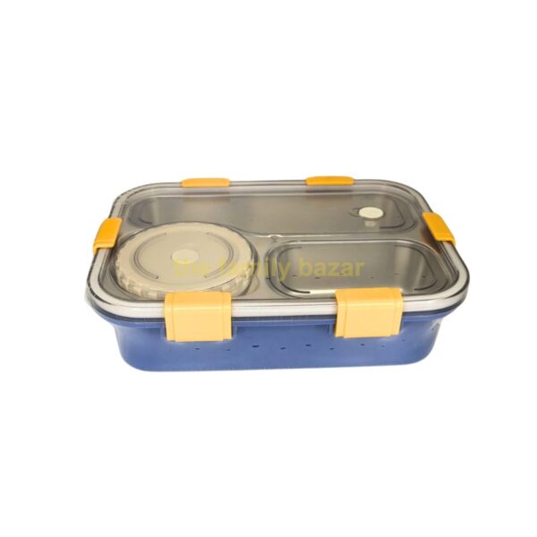 3 Compartment Stainless Steel Lunch Box | Soup Bowl, Spoon, Fork, Chopsticks Tiffin Box