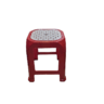 Heavy-Duty Plastic Stool | Red with White Patterned Seat