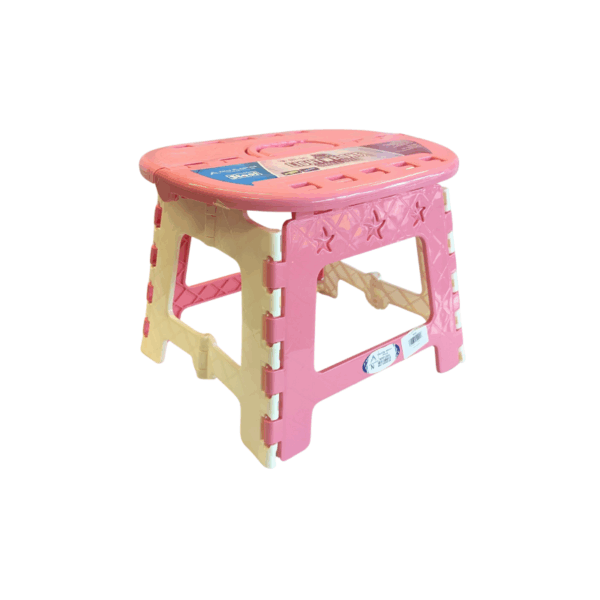 Aiku Plastics Foldable Lightweight Stool | Pink & Cream | Portable & Durable