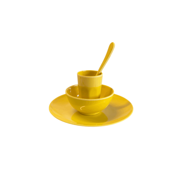 4-Piece Yellow Dinnerware Set | Plate, Bowl, Cup, and Spoon - Image 2