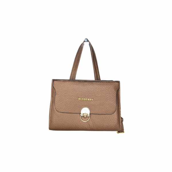 Structured Leather Handbag with Gold Clasp