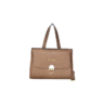 Structured Leather Handbag with Gold Clasp