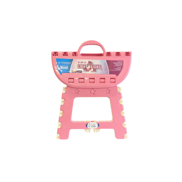 Aiku Plastics Foldable Lightweight Stool | Pink & Cream | Portable & Durable - Image 2