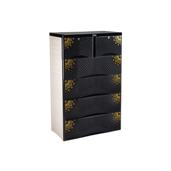 Bengal Deluxe Plastic Wardrobe | Elegant Black-Gold Design