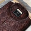 Men’s Maroon & Black Micro-Paisley Print Panjabi | Elegant Traditional Pattern | Regular Fit Cotton Blend Panjabi for Men