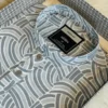 Men’s Grey Abstract Wave Pattern Panjabi | Modern Monochrome Casual Panjabi | Lightweight Cotton Blend